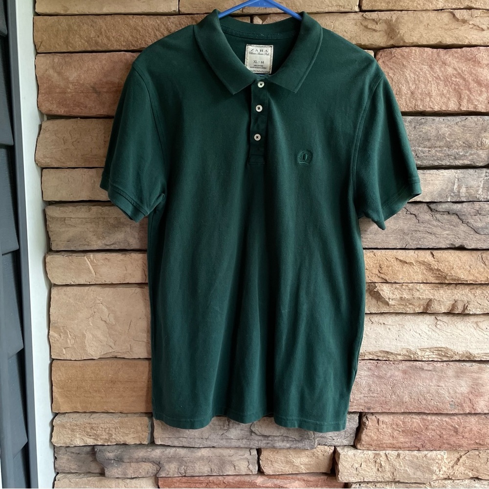 Zara green Classic Basic short sleeve polo shirt